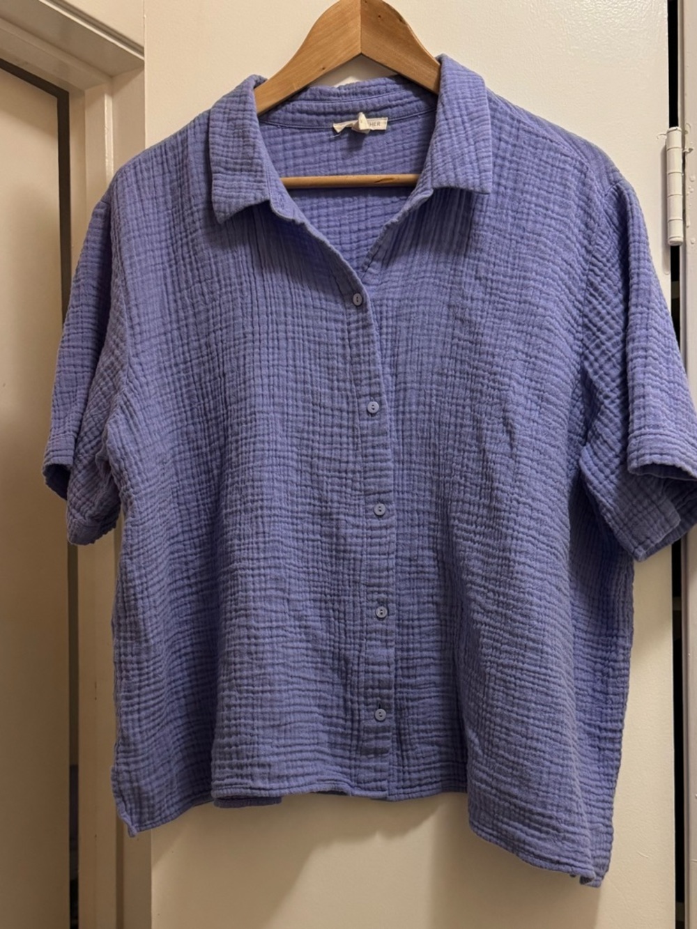 Eileen Fisher Lavender Crinkled Gauze Top 100% Organic Cotton